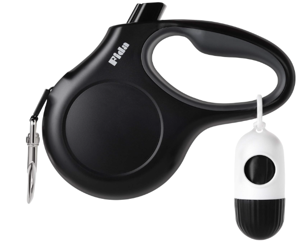 RetractoLeash™ – 10 ft Retractable Dog Leash with Dispenser & Poop Bags Fit for X-Small Dog or Cat  all the way to 18 Lbs, Anti-Slip Handle, Unscented Nylon,Tangle Free Leashes, Reflective Nylon Tape (XS, White)