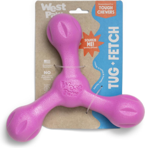 AirFlex Tug Skamps™ – Durable, Bouncy Dog Chew & Fetch Toy – Hollow, Squishy Interactive Toy for Dogs, Puppies – for Chewing, Catch, Carry, Fetch, Dishwasher Safe, Latex-Free, Large 8.5", Aqua Blue