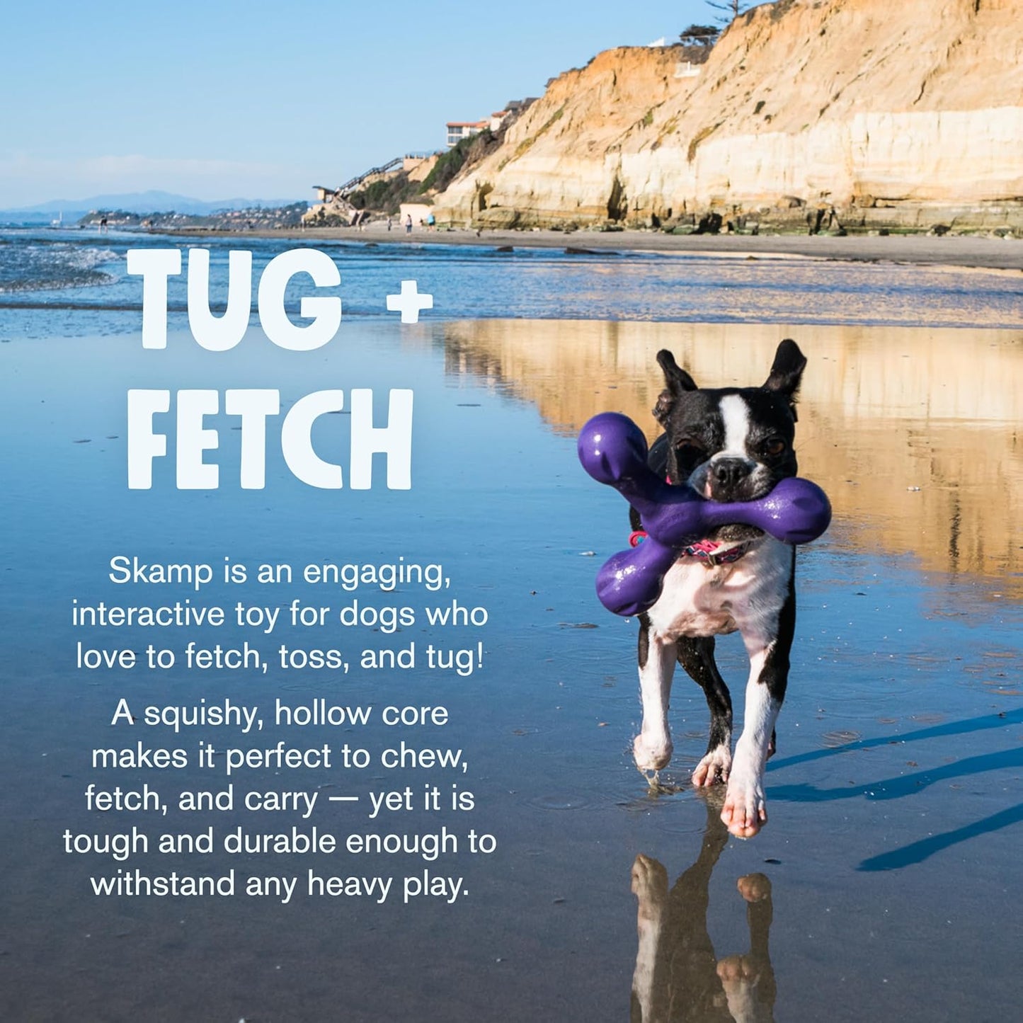 AirFlex Tug Stick™ – Durable, Bouncy Dog Chew & Fetch Toy – Hollow, Squishy Interactive Toy for Dogs, Puppies – for Chewing, Catch, Carry, Fetch, Dishwasher Safe, Latex-Free, Large 8.5", Aqua Blue