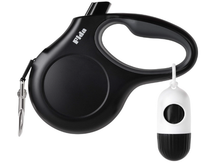 RetractoLeash™ – 10 ft Retractable Dog Leash with Dispenser & Poop Bags Fit for X-Small Dog or Cat  all the way to 18 Lbs, Anti-Slip Handle, Unscented Nylon,Tangle Free Leashes, Reflective Nylon Tape (XS, White)