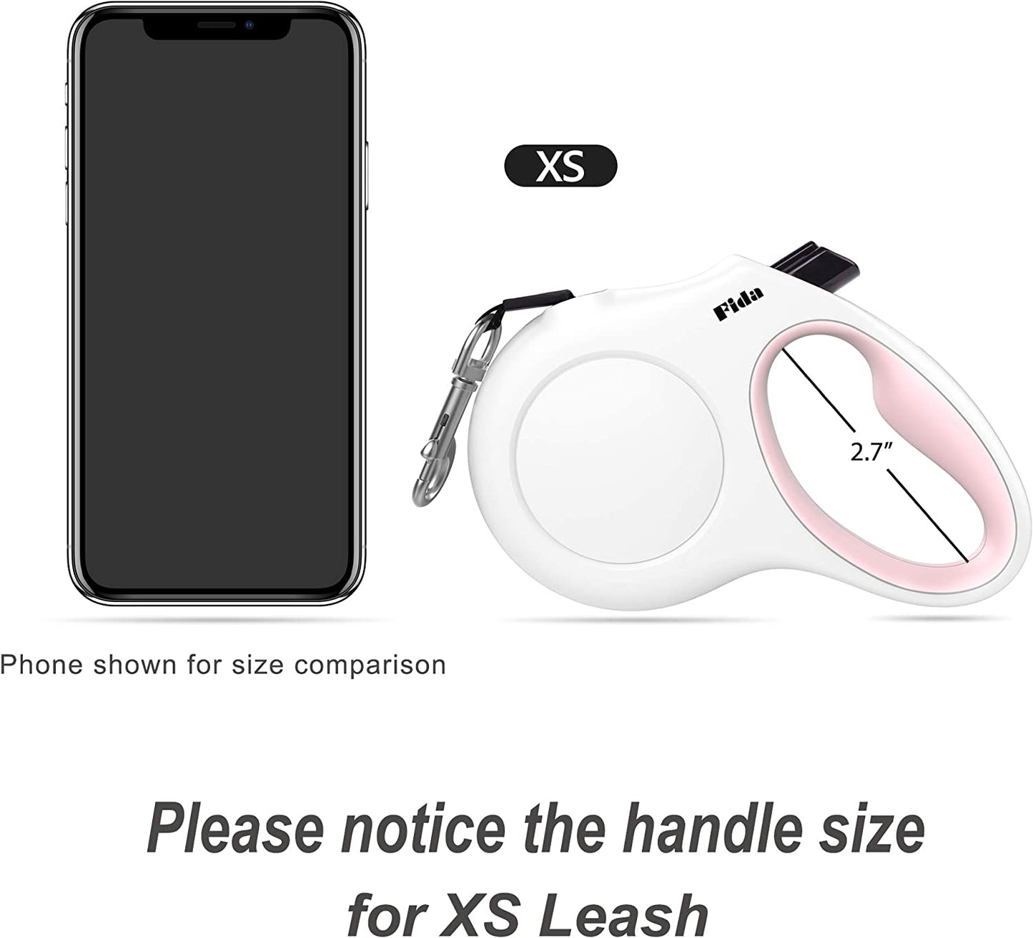 RetractoLeash™ – 10 ft Retractable Dog Leash with Dispenser & Poop Bags Fit for X-Small Dog or Cat  all the way to 18 Lbs, Anti-Slip Handle, Unscented Nylon,Tangle Free Leashes, Reflective Nylon Tape (XS, White)